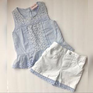 NWOT Eyelet Peplum Tank & Shorts